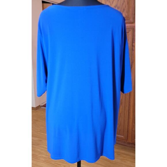 89th Madison Womens Top 3X Tunic Pullover Blue 3/4 Sleeve Arm Cutouts Minimalist - Picture 3 of 9